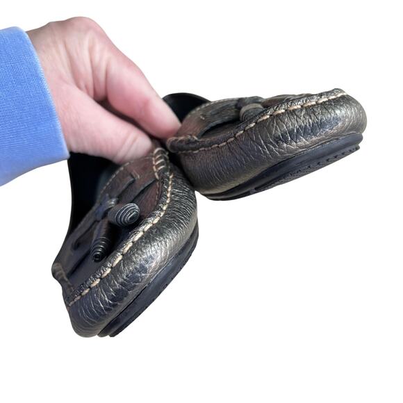 Talbots leather flats loafers US 6.5M casual shoes gold metallic classic tassels - Picture 7 of 9